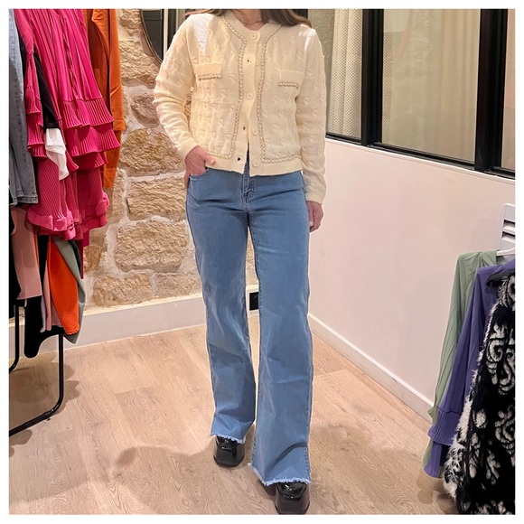 FROM PARIS CHIC WIDE LEG FRAYED HEM JEANS - Picture 2 of 3